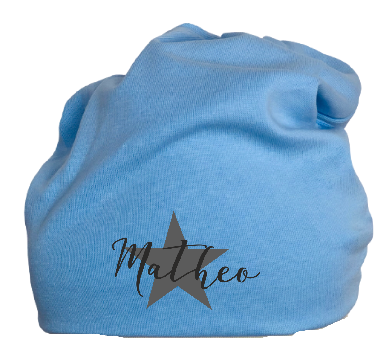 Beanie mit individuellem Namen blau